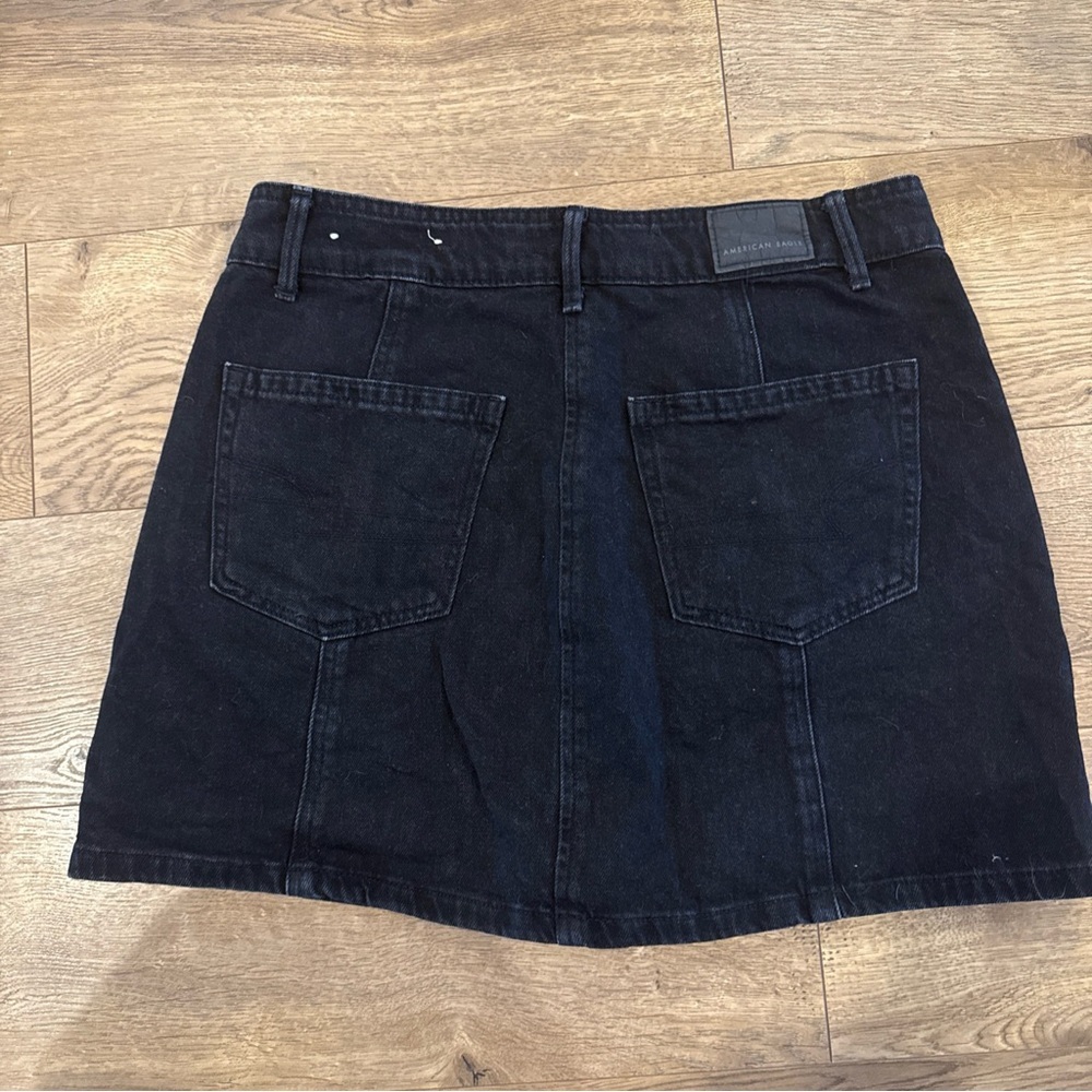 American Eagle Denim Skirt Womens Size 4 Black High Rise A-Line Button Up Y2K - Picture 6 of 6